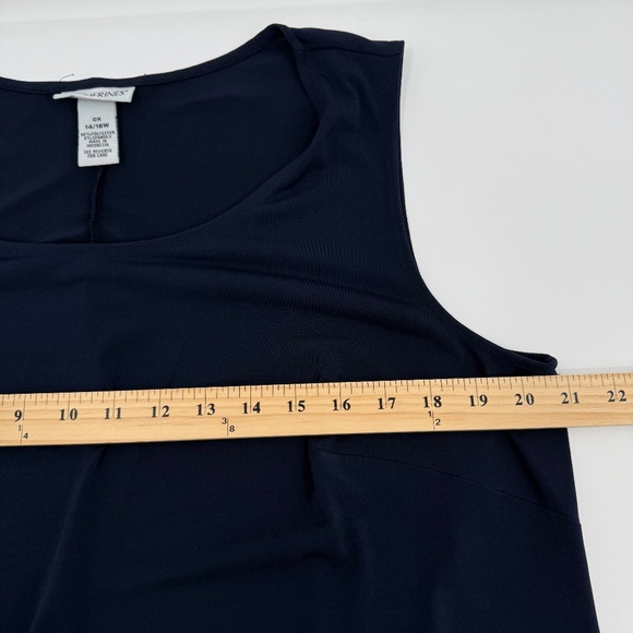 Catherines Dress Women 0X Blue Sleeveless Stretch Shift Office Career Casual - Picture 6 of 8